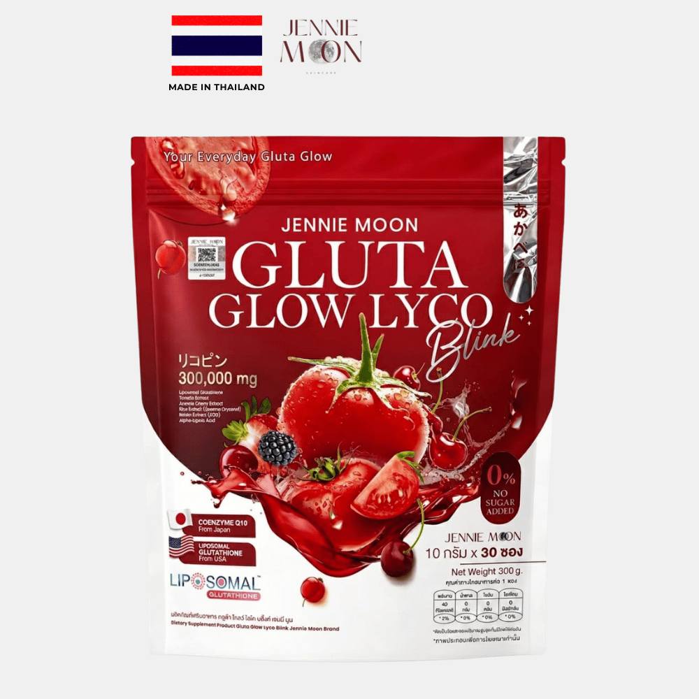 Jennie Moon Gluta Glow Lyco Blink – Liposomal Glutathione Drink Powder, Lycopene, CoQ10 +, 30 Sachets (10g Each)
